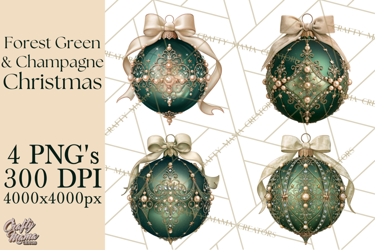 Forest Green Champagne Christmas Clipart PNG