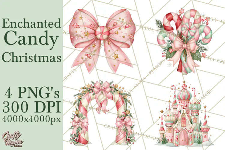 Candy Christmas Village PNG, Enchanted Christmas Decorations