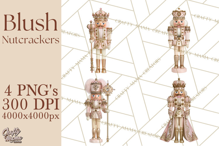 Luxury Nutcracker Clipart PNG, Blush Champagne Christmas example image 1