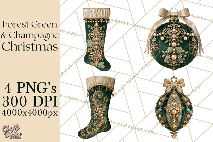 Forest Green Champagne Christmas Clipart PNG