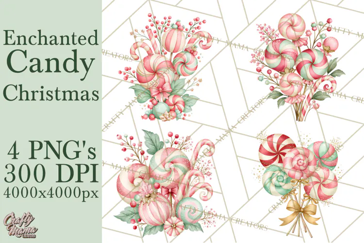 Candy Christmas Village PNG, Enchanted Christmas Decorations