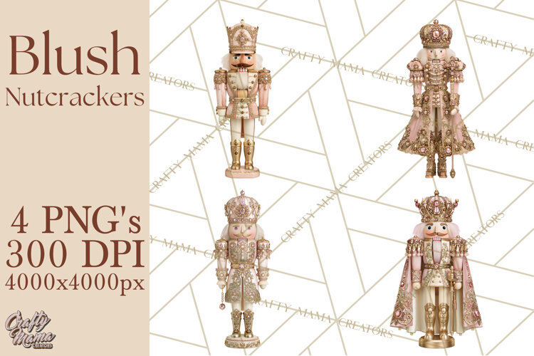 Luxury Nutcracker Clipart PNG, Blush Champagne Christmas example image 1