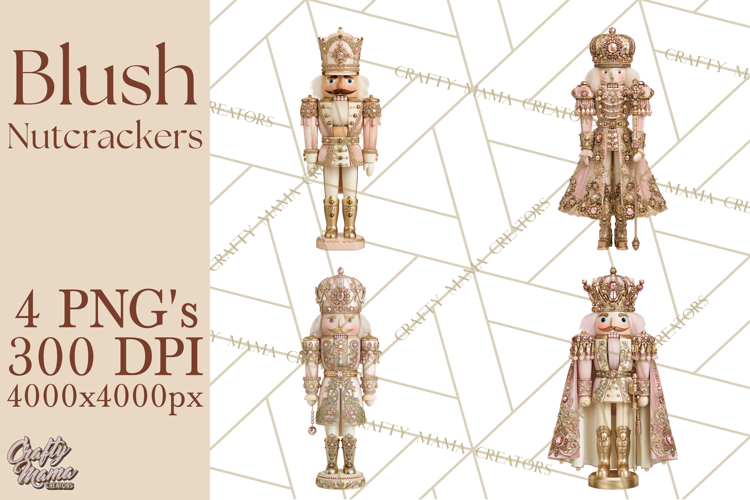 Luxury Nutcracker Clipart PNG, Blush Champagne Christmas