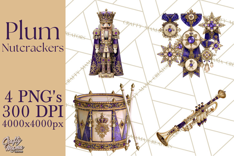 Purple Nutcracker Clipart PNG, Christmas Decor example image 1