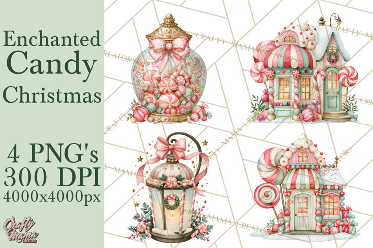 Candy Christmas Village PNG, Enchanted Christmas Decorations example image 1