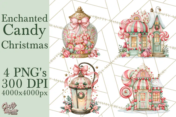 Candy Christmas Village PNG, Enchanted Christmas Decorations
