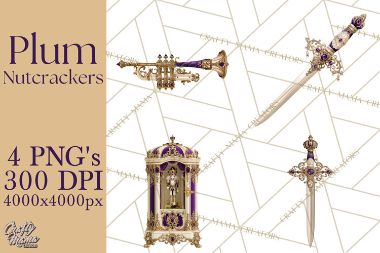 Purple Nutcracker Clipart PNG, Christmas Decor example image 1