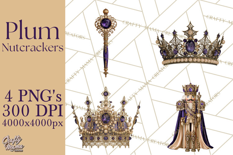Purple Nutcracker Clipart PNG, Christmas Decor example image 1