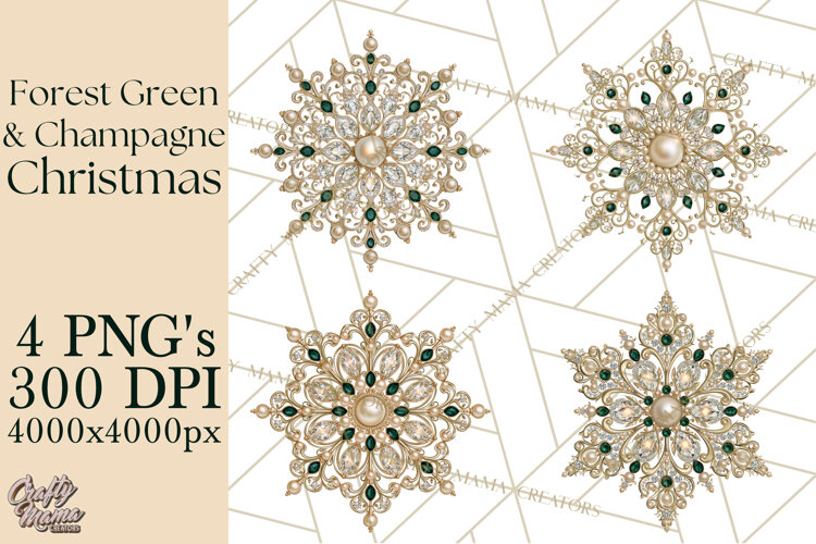 Forest Green Champagne Christmas Clipart PNG example image 1