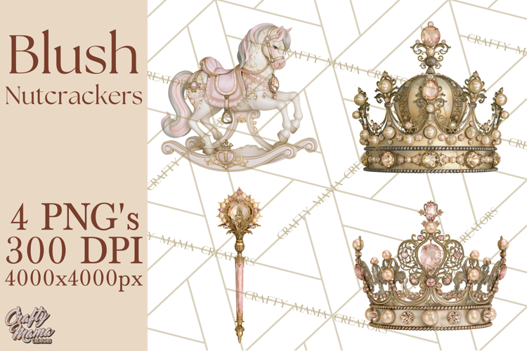 Luxury Nutcracker Clipart PNG, Blush Champagne Christmas