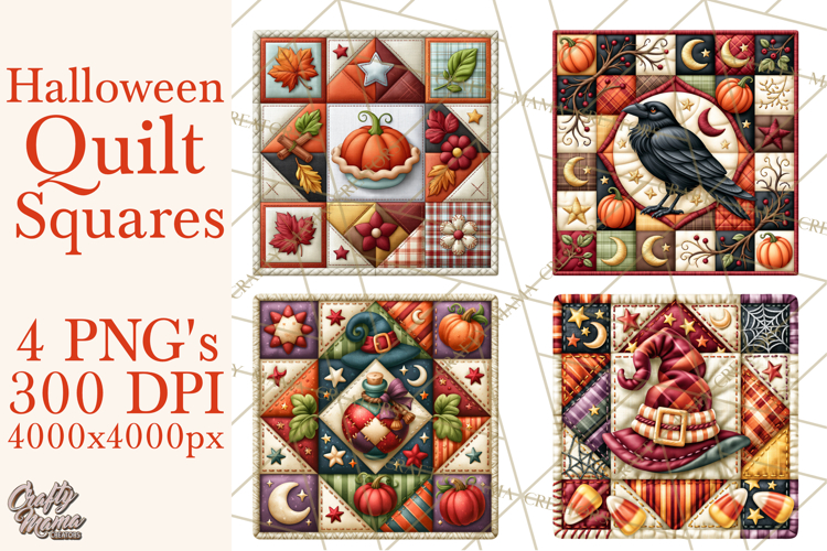 Halloween Quilt Square Patterns PNG Clipart