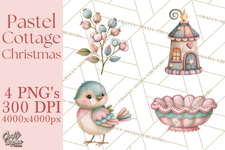 Cozy Cottage Christmas Clipart PNG