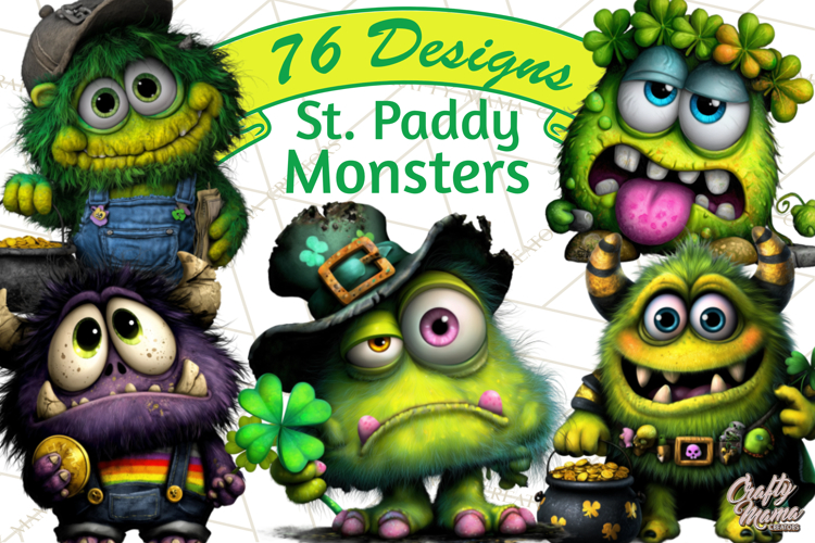 Funny St Patricks Day Monsters Clipart, St Paddy Monster PNG