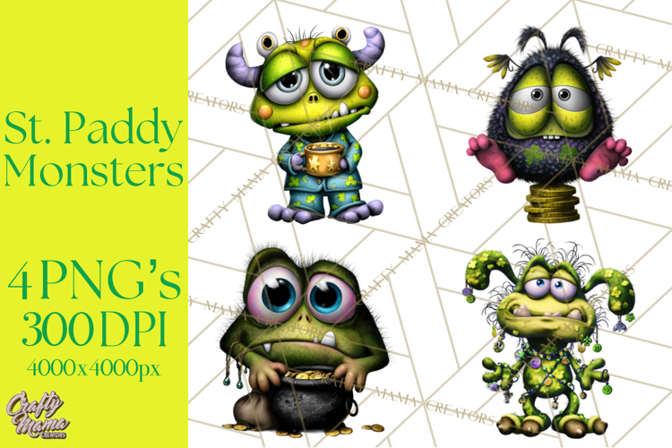 Funny St Patricks Day Monsters Clipart, St Paddy Monster PNG