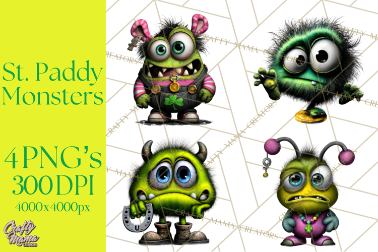 Funny St Patricks Day Monsters Clipart, St Paddy Monster PNG