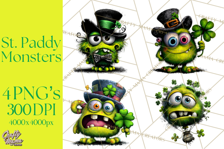 Funny St Patricks Day Monsters Clipart, St Paddy Monster PNG