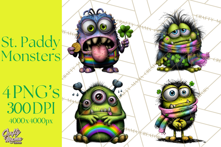 Funny St Patricks Day Monsters Clipart, St Paddy Monster PNG