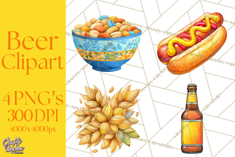 Beer Watercolor Clipart, Beer PNG, Beer Mug, Beer Bottle