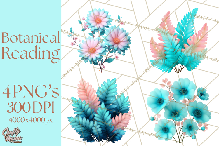 Botanical Books Clipart PNG Cottagecore Reading Florals