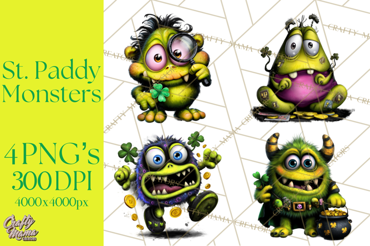 Funny St Patricks Day Monsters Clipart, St Paddy Monster PNG