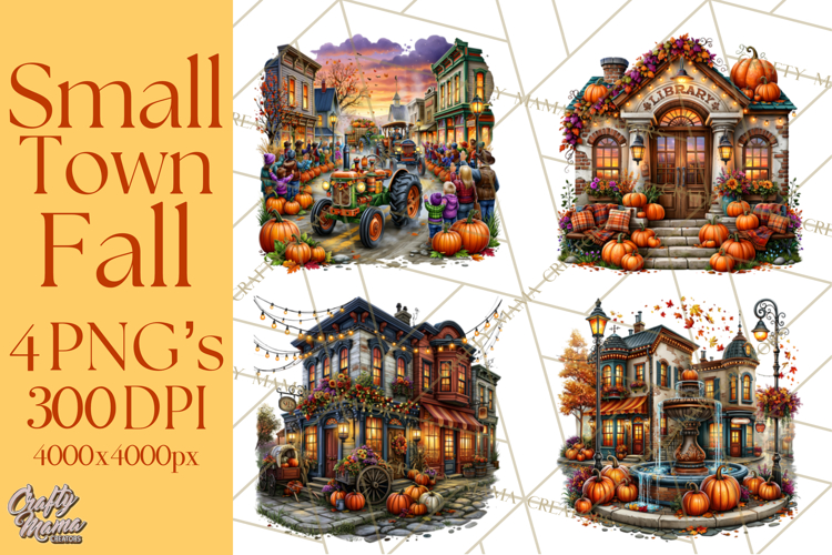 Small Town Fall Clipart Vintage Country Autumn PNG