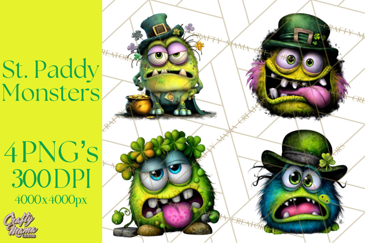 Funny St Patricks Day Monsters Clipart, St Paddy Monster PNG