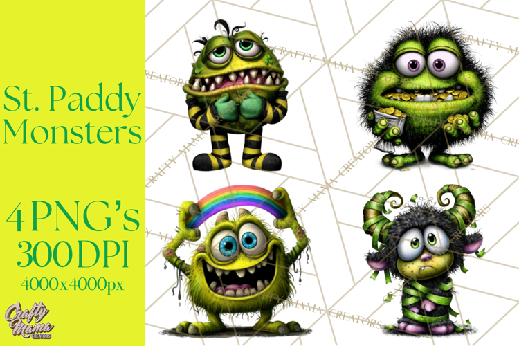 Funny St Patricks Day Monsters Clipart, St Paddy Monster PNG