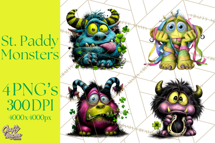 Funny St Patricks Day Monsters Clipart, St Paddy Monster PNG