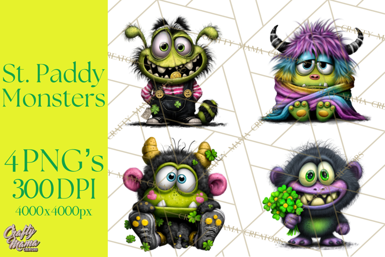 Funny St Patricks Day Monsters Clipart, St Paddy Monster PNG
