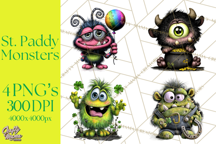Funny St Patricks Day Monsters Clipart, St Paddy Monster PNG