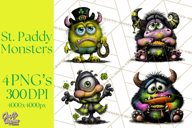 Funny St Patricks Day Monsters Clipart, St Paddy Monster PNG