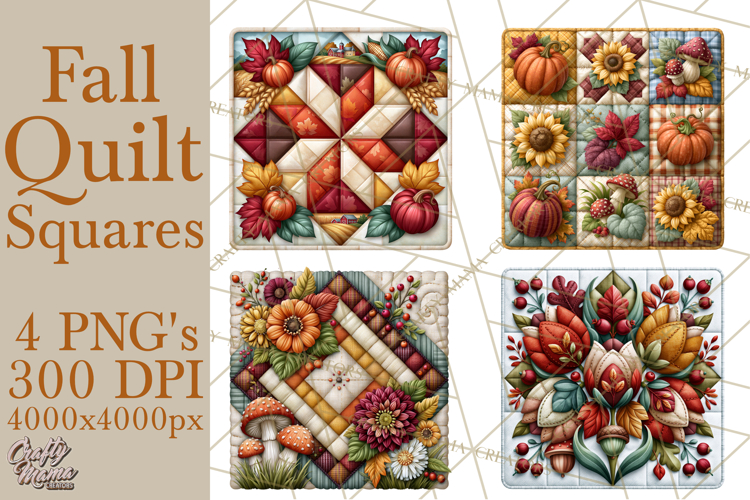 Fall Quilt Square Pattern PNG Designs