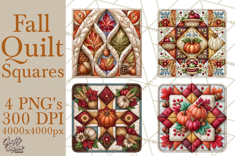 Fall Quilt Square Pattern PNG Designs