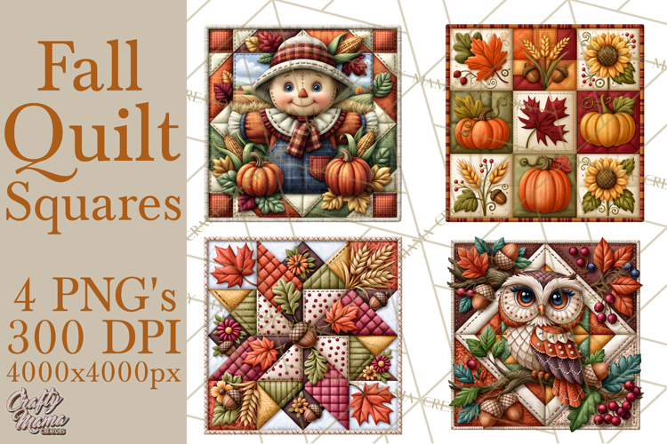 Fall Quilt Square Pattern PNG Designs