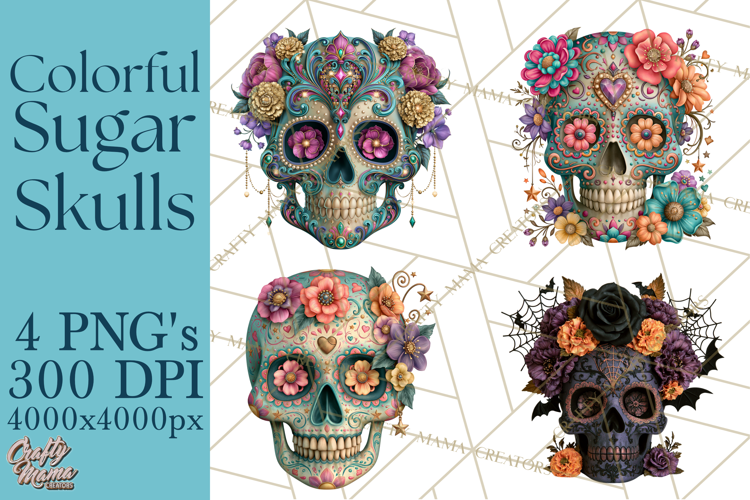 Sugar Skull Halloween Clipart PNG