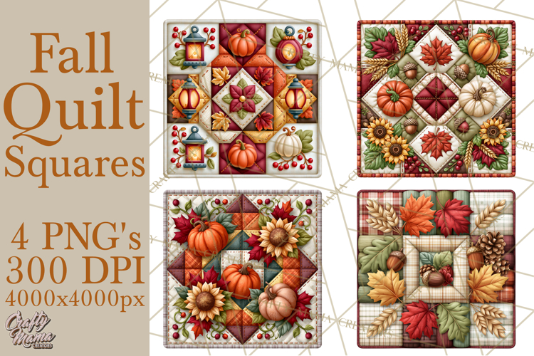 Fall Quilt Square Pattern PNG Designs