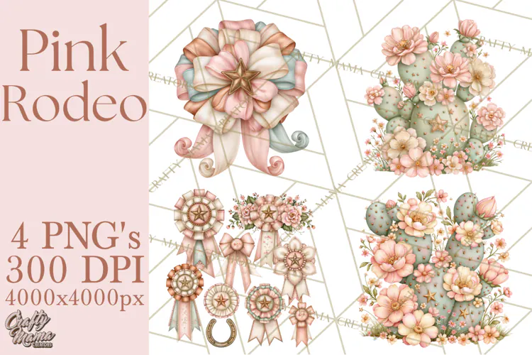 Pink Rodeo Western Clipart PNG, Rustic Cowgirl
