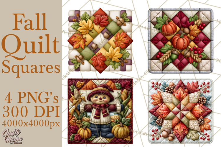 Fall Quilt Square Pattern PNG Designs