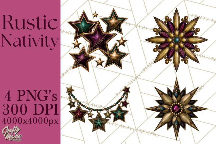 Rustic Nativity Folk Art Christmas Clipart PNG