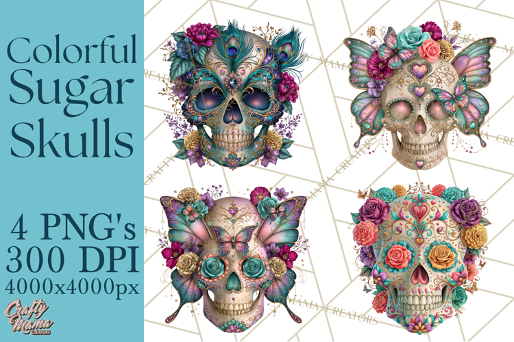 Sugar Skull Halloween Clipart PNG