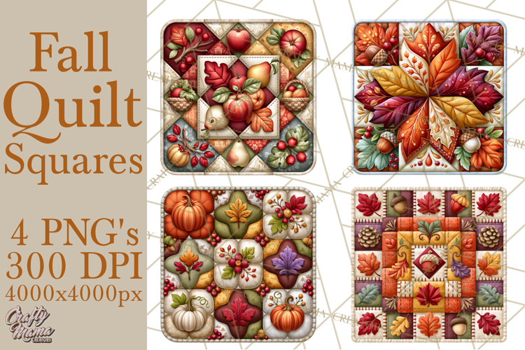 Fall Quilt Square Pattern PNG Designs