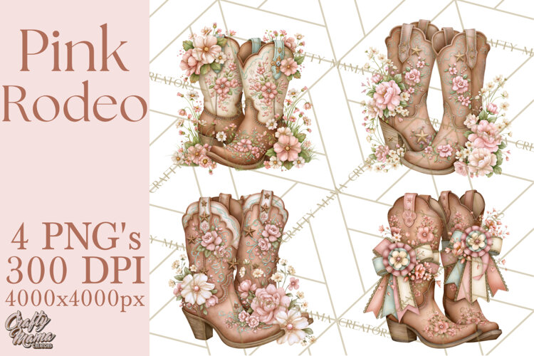 Pink Rodeo Western Clipart PNG, Rustic Cowgirl example image 1