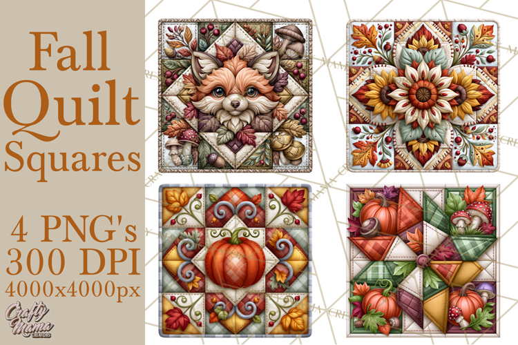 Fall Quilt Square Pattern PNG Designs