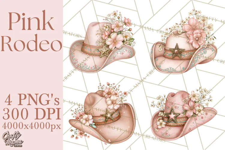 Pink Rodeo Western Clipart PNG, Rustic Cowgirl