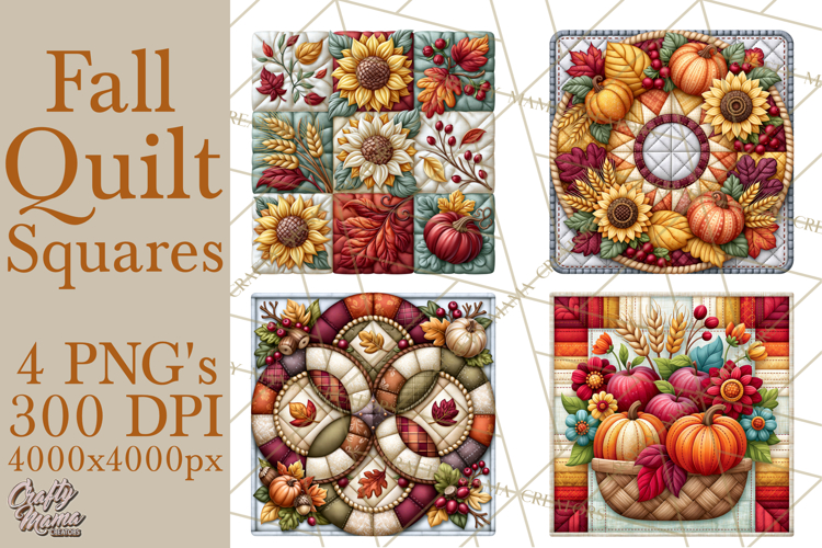 Fall Quilt Square Pattern PNG Designs