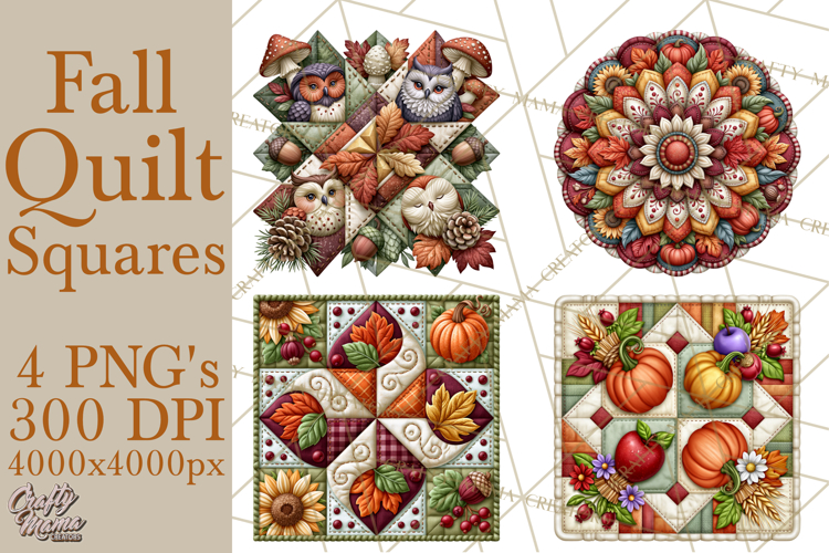Fall Quilt Square Pattern PNG Designs