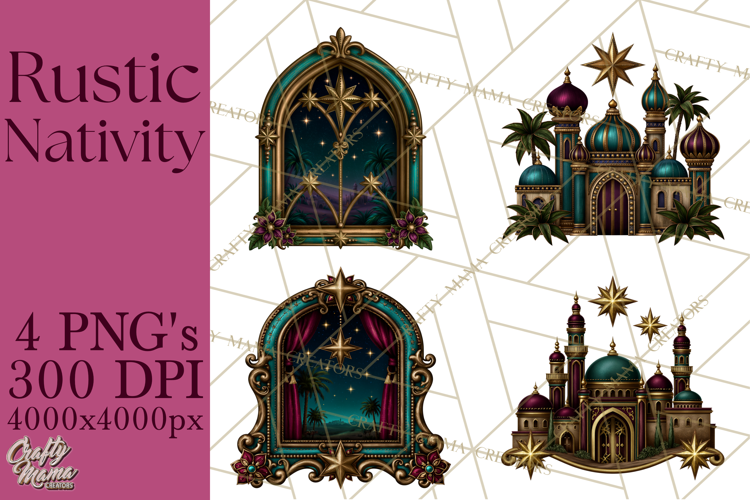 Rustic Nativity Folk Art Christmas Clipart PNG