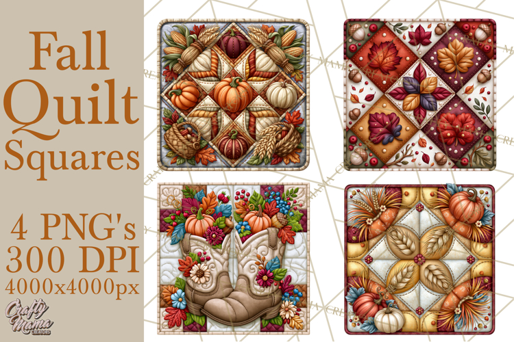 Fall Quilt Square Pattern PNG Designs