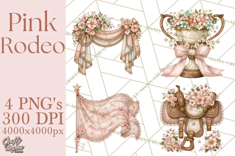 Pink Rodeo Western Clipart PNG, Rustic Cowgirl