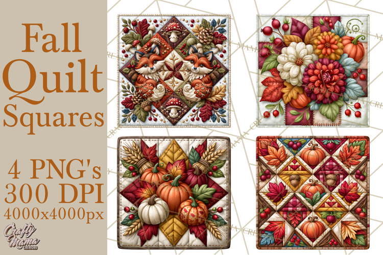 Fall Quilt Square Pattern PNG Designs